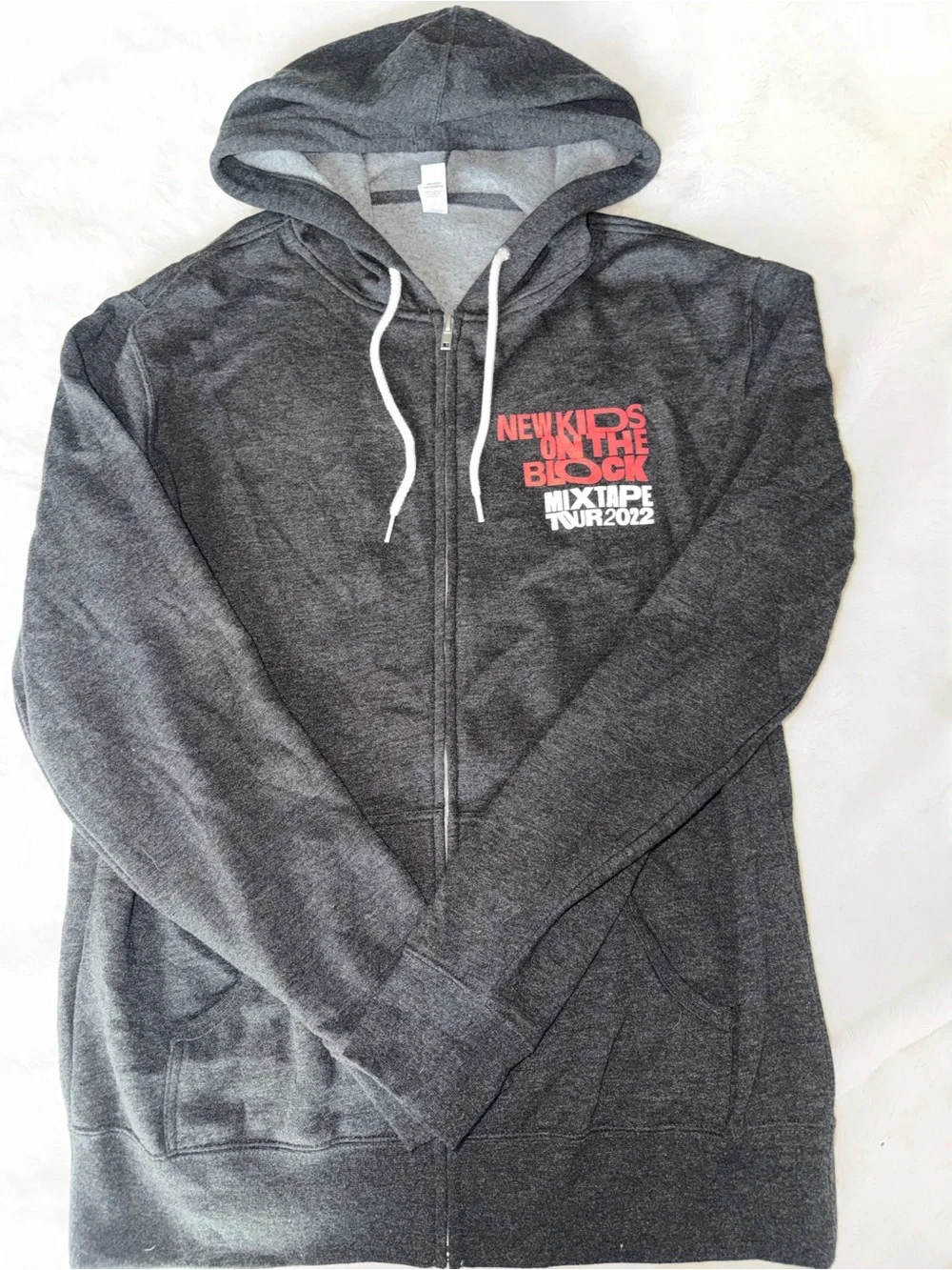 Charcoal Zip-Up Hoodie with Red Logo